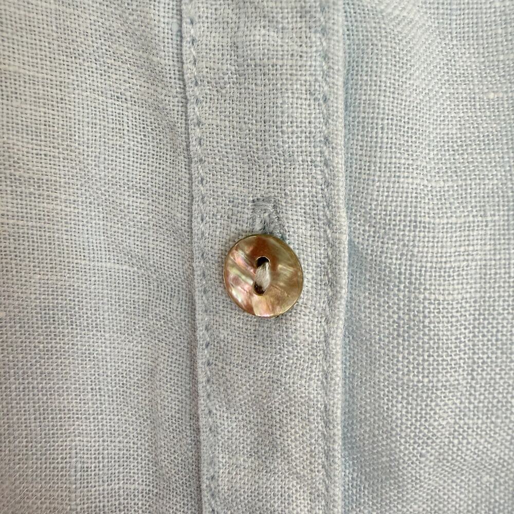 Sigrid Olsen 100% Linen Light Blue Button Down Long Sleeve Top Women's XL - Picture 6 of 12